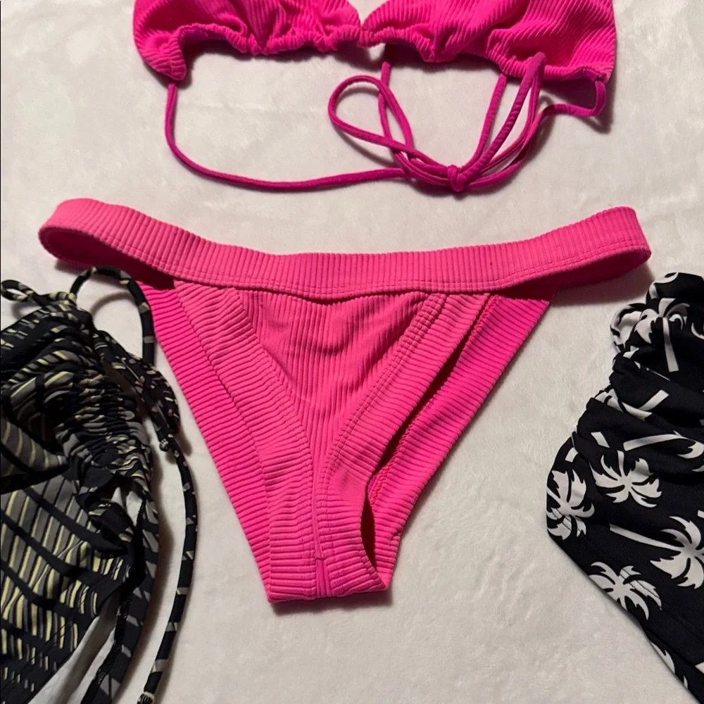 Frankie's Bikinis Hot Pink Set with additional shorts